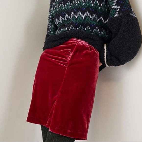Anthropologie Raspberry Red Velvet Montie Mini Skirt - Picture 2 of 9